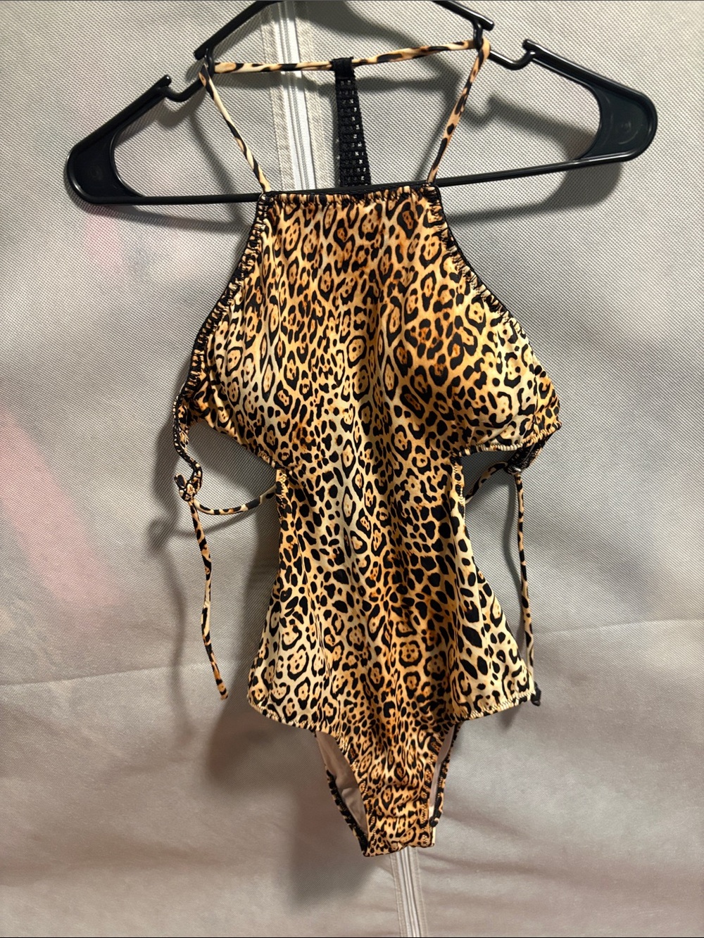 Victoria's Secret Women’s Leopard Print One-Piece Bodysuit - Yellow Brown